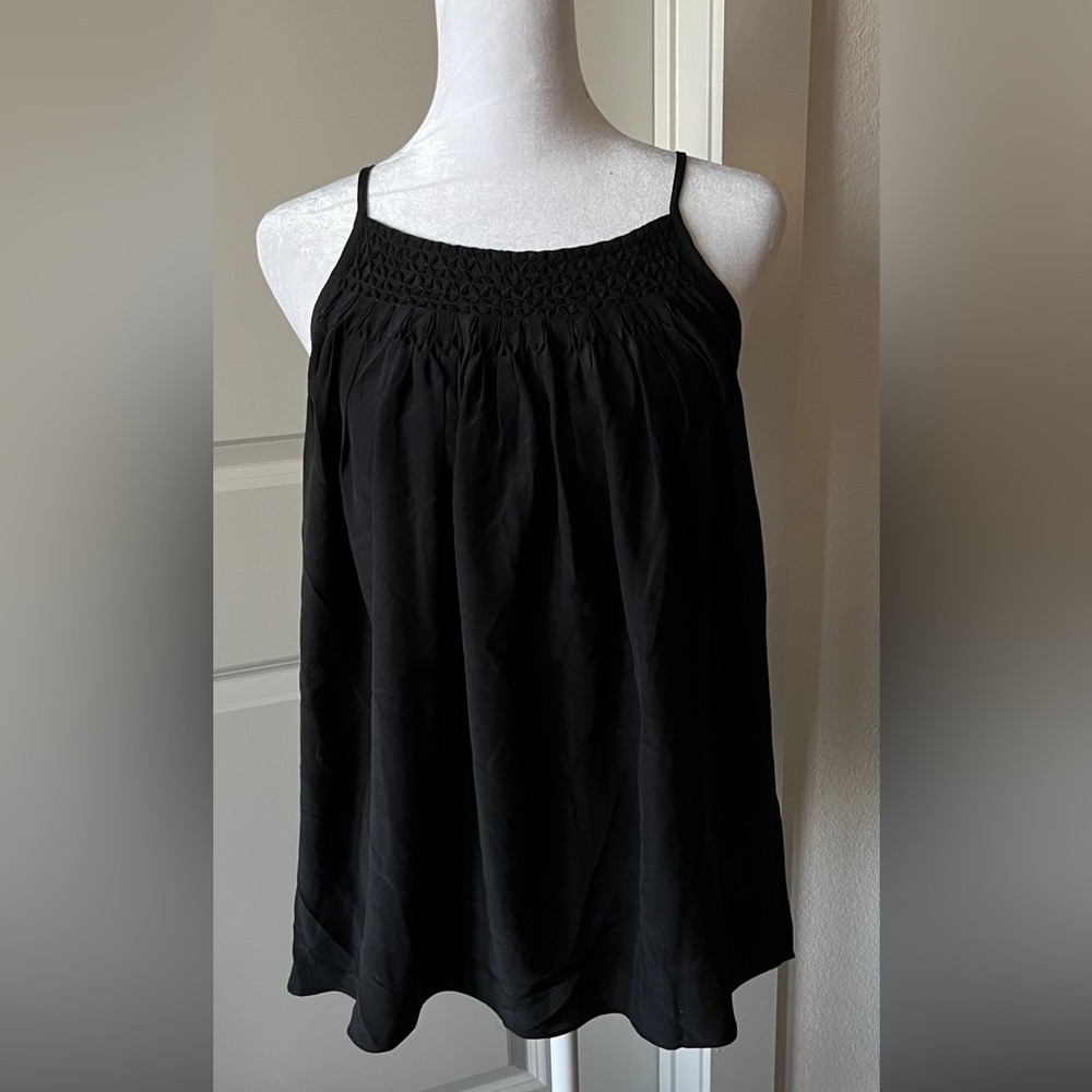 Vince Silk Black Smocked Camisole Top